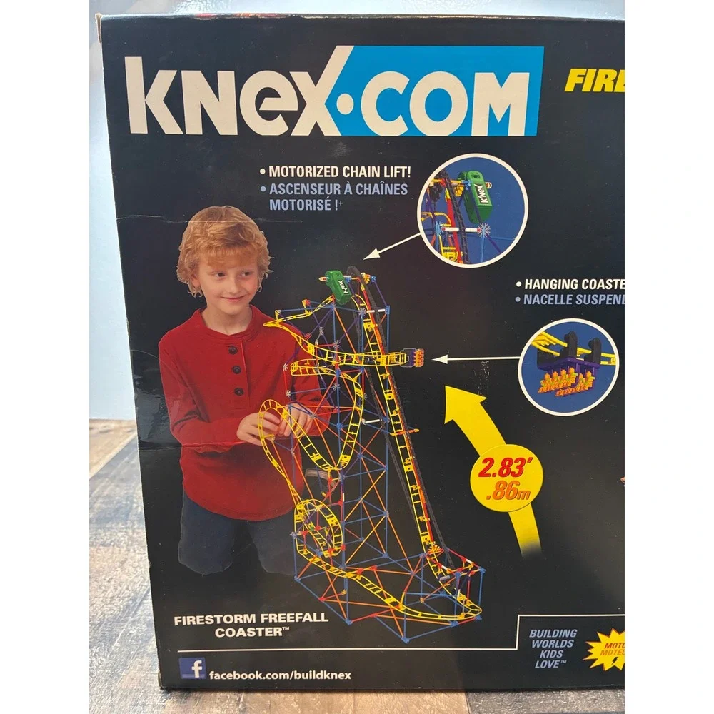 K'NEX Firestorm Freefall Coaster Building Set 674pc Motorized Ages 9+ New Sealed